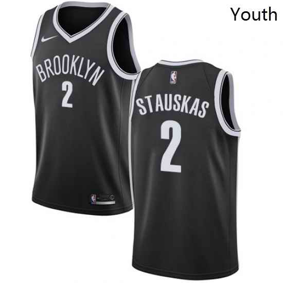 Youth Nike Brooklyn Nets 2 Nik Stauskas Swingman Black Road NBA Jersey Icon Edition